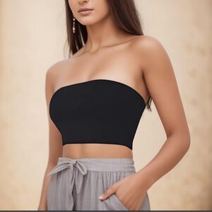 Lulu's Black Strapless Crop Top